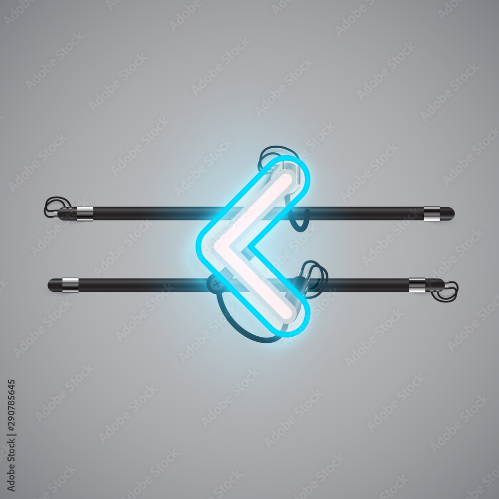 Realistic glowing double neon charcter on and off from a fontset, vector illustration Realistic glowing double neon charcter on and off from a fontset, vector illustration