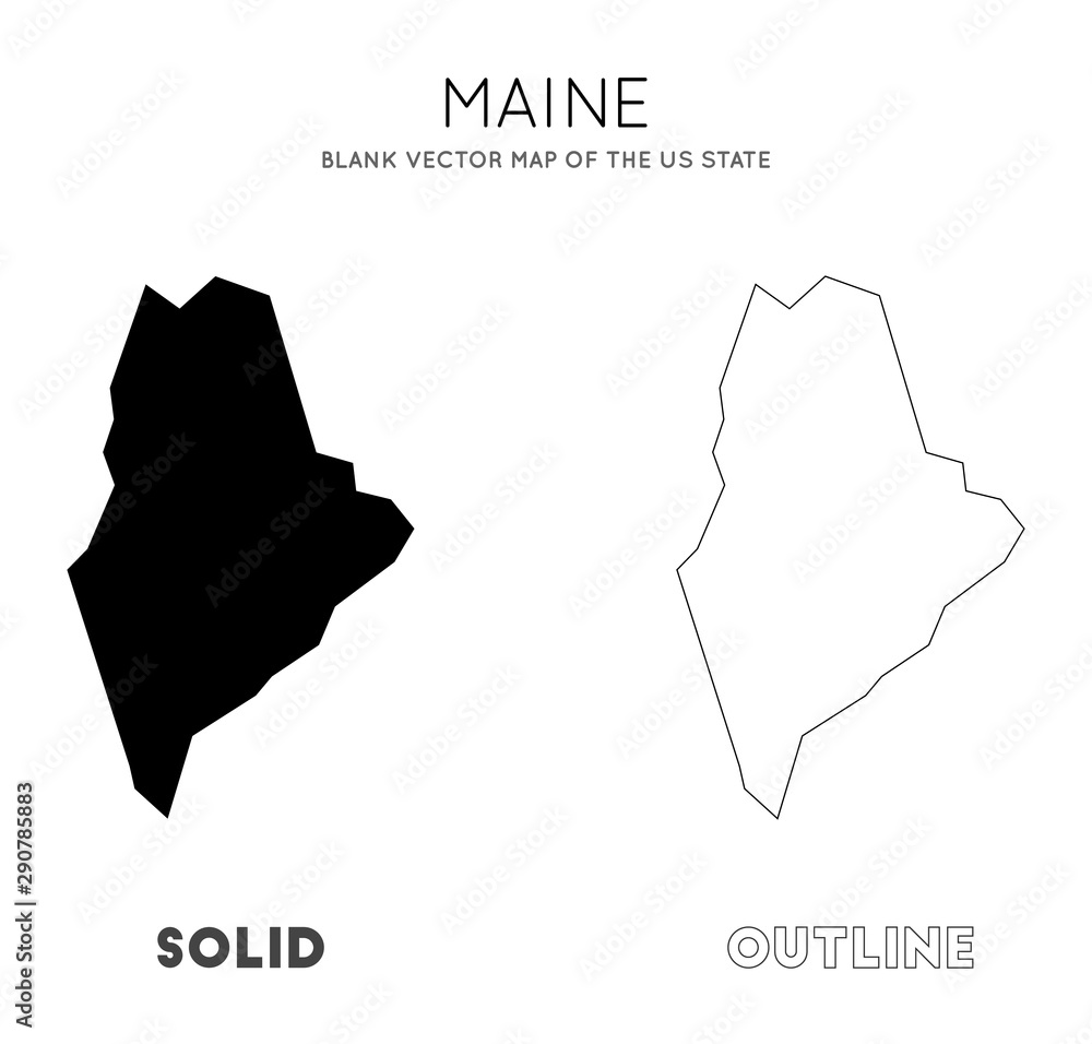 Maine map. Blank vector map of the Us State. Borders of Maine for your