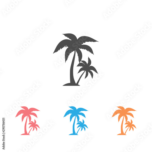 Palm tree silhouette icon set. simple flat vector