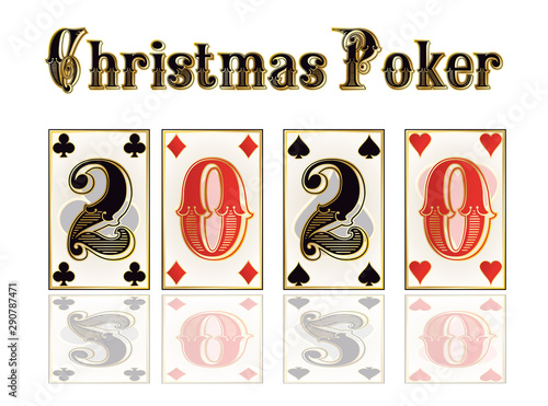 Christmas casino card, New 2020 year. vector illustration	