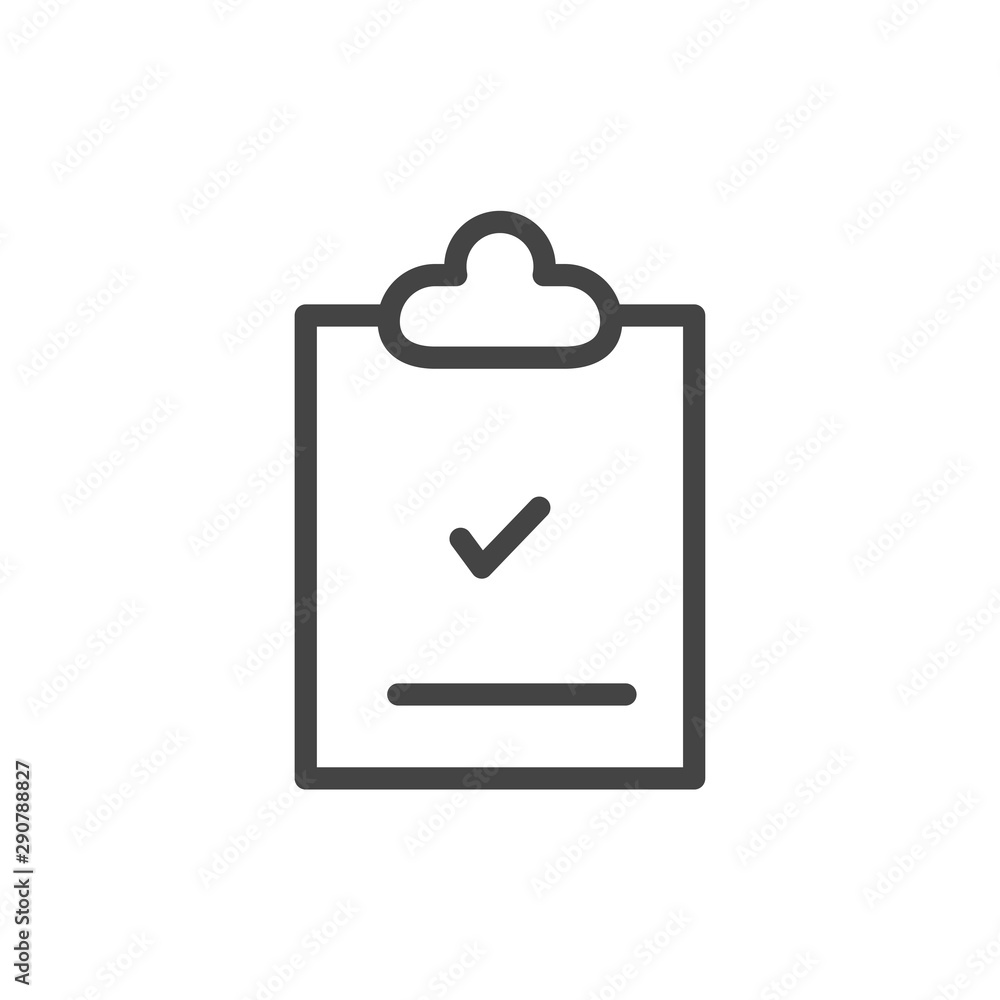 Set of check mark on clipboard icon in trendy vector illustration isolated modern outline on white background