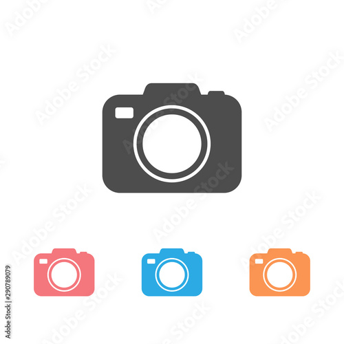 Photo camera vector icon set on white