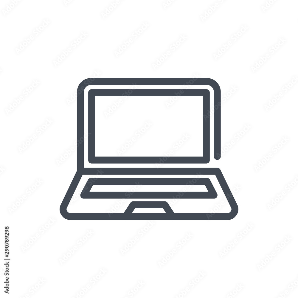Laptop line icon. Portable personal computer vector outline sign. Laptop line icon. Portable personal computer vector outline sign.