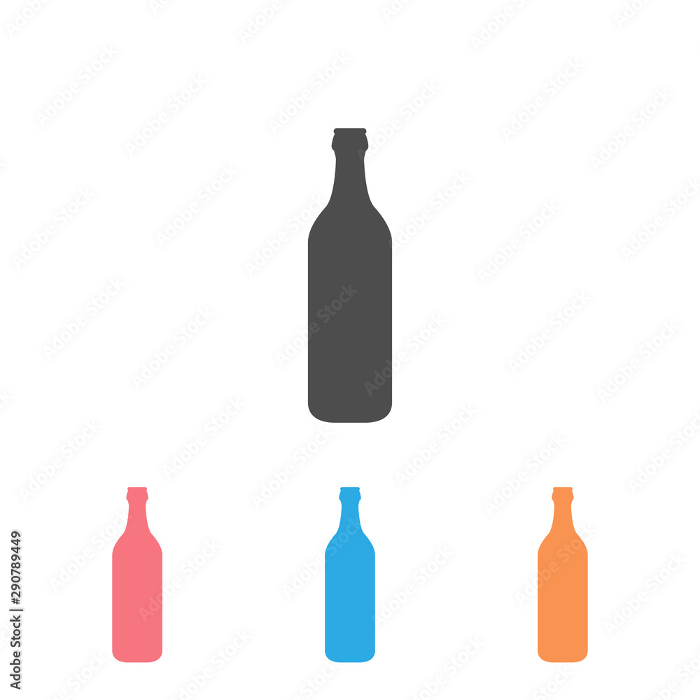 Single flat beer bottle icon set isolated on a white background. Single flat beer bottle icon set isolated on a white background.