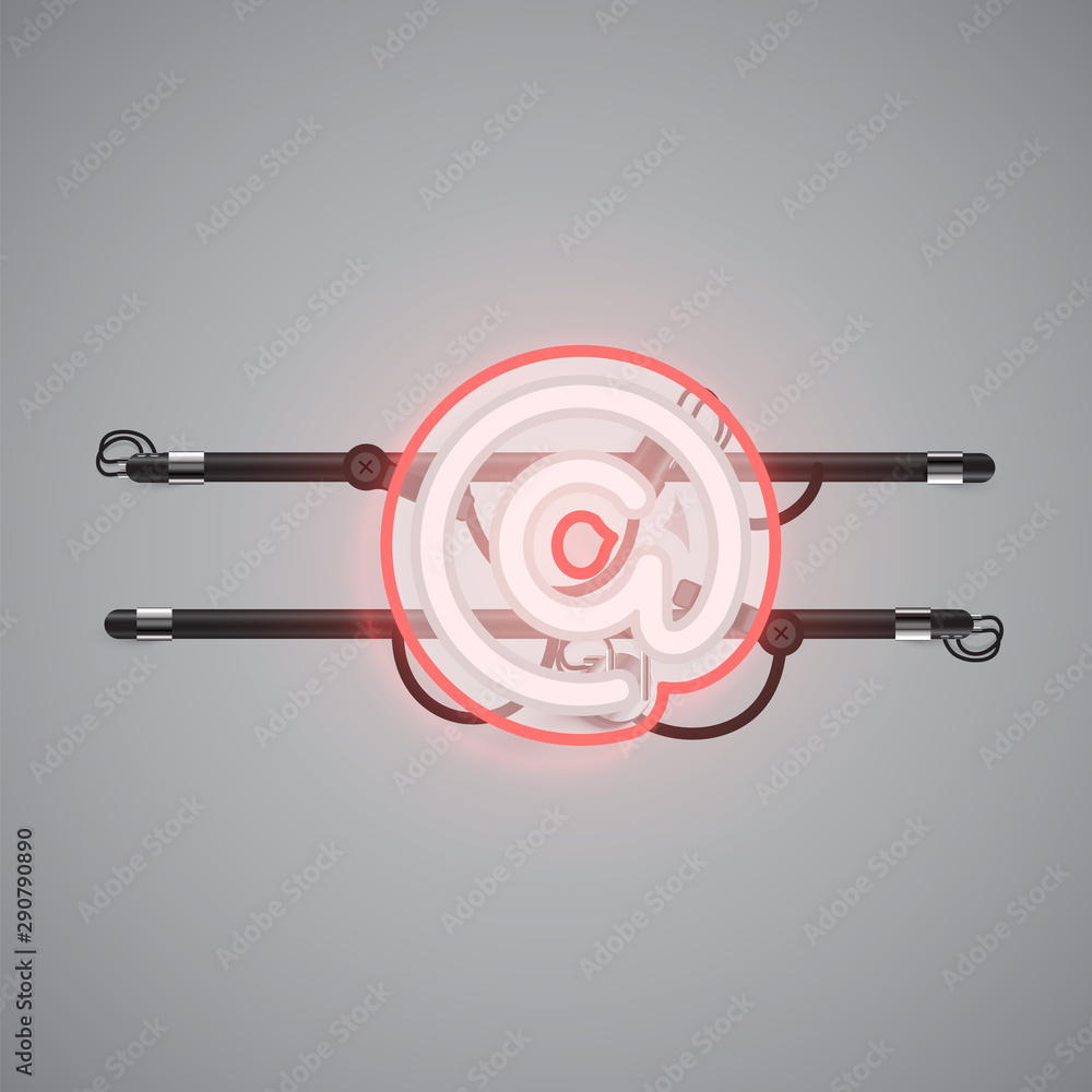 Realistic glowing double neon charcter on and off from a fontset, vector illustration Realistic glowing double neon charcter on and off from a fontset, vector illustration