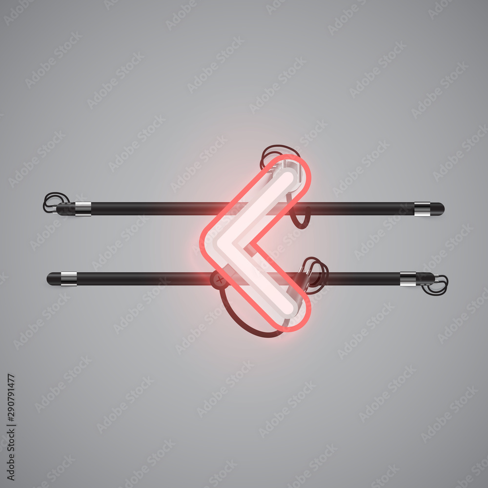 Realistic glowing double neon charcter on and off from a fontset, vector illustration Realistic glowing double neon charcter on and off from a fontset, vector illustration