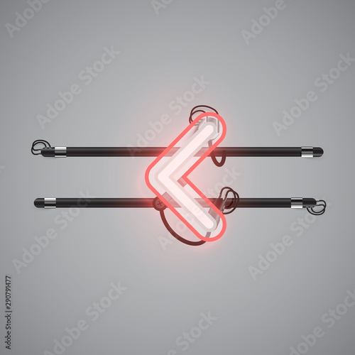 Realistic glowing double neon charcter on and off from a fontset, vector illustration