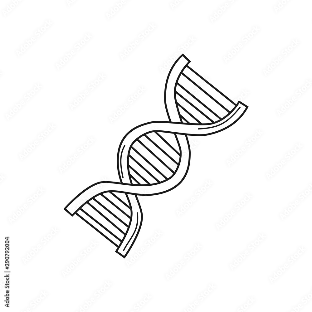 Hand drawn DNA isolated on a white. Sketch. Vector illustration.