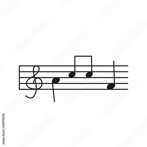 Hand drawn Music Notes isolated on a white. Sketch. Vector illustration.