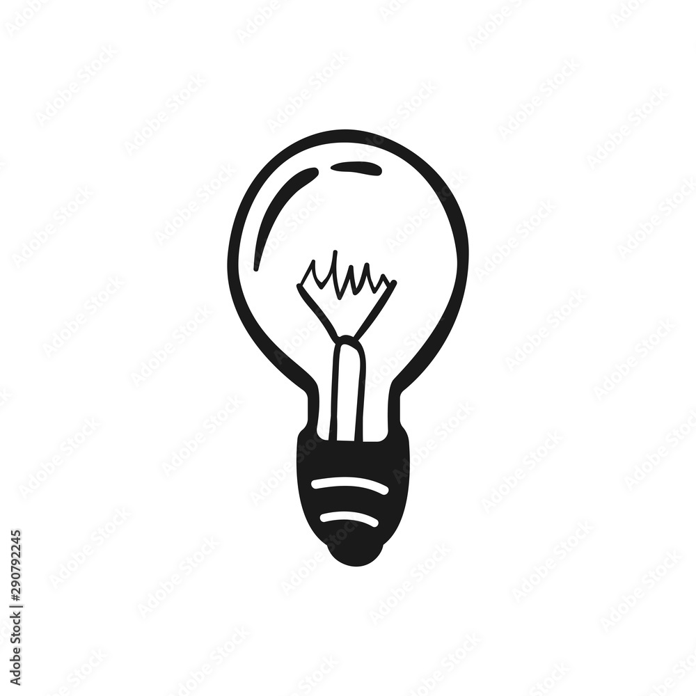 Hand drawn Light Bulb isolated on a white. Sketch. Vector illustration. Hand drawn Light Bulb isolated on a white. Sketch. Vector illustration.