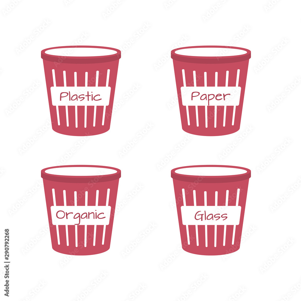 Set of isolated open bin for garbage Set of isolated open bin for garbage