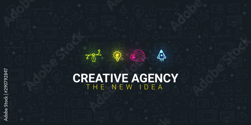Creative Agency. Background with doodle design elements.