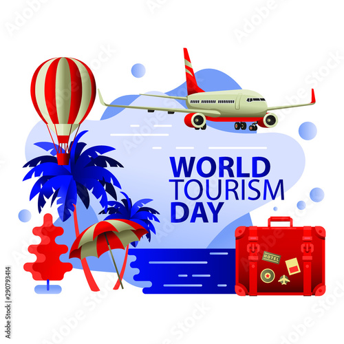 World tourism day flat vector illustration