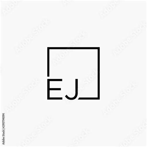 Letter EJ Logo design with square frame line art. business consulting concept. studio,room,group icon. Suitable for business, consulting group company. - vector