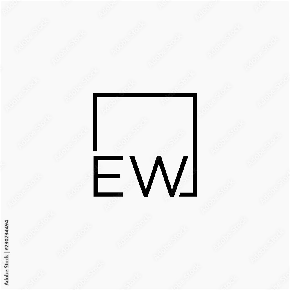 Letter EW Logo design with square frame line art. business consulting concept. studio,room,group icon. Suitable for business, consulting group company. - vector Letter EW Logo design with square frame line art. business consulting concept. studio,room,group icon. Suitable for business, consulting group company. - vector