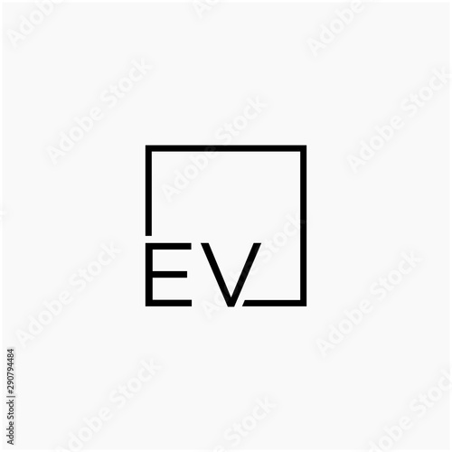 Free Download Letter EV Logo design with square frame line art. business consulting concept. studio,room,group icon. Suitable for business, consulting group company. - vector - GFXLoad