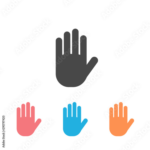 Stop vector icon set. Hand symbol. Hand
