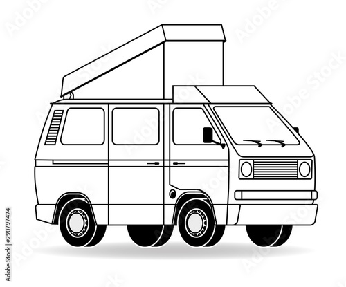 alter Campingbus Hochdach Silhouette Kontur