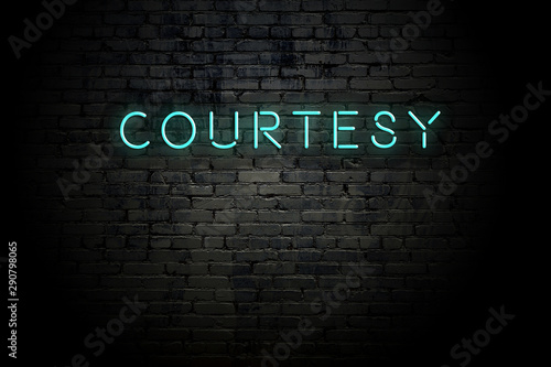 Φωτογραφία Highlighted brick wall with neon inscription courtesy