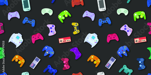 Video game controller background Gadgets and devices seamless pattern Eps10 vector