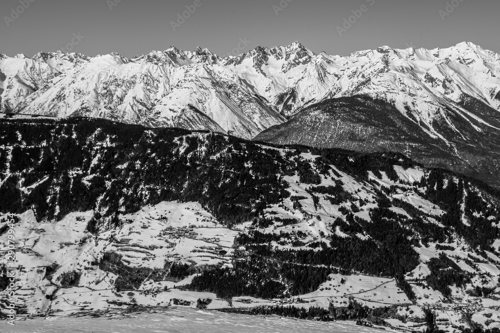 Beautiful mountaintops during winter