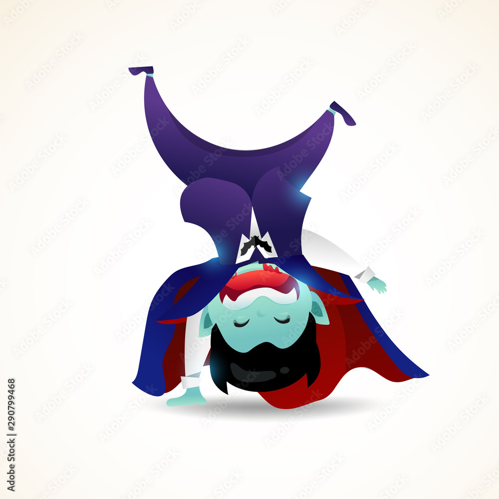 Naklejka premium A cute little Dracula. Halloween Demon Dracula kids costume character design vector on isolated background.