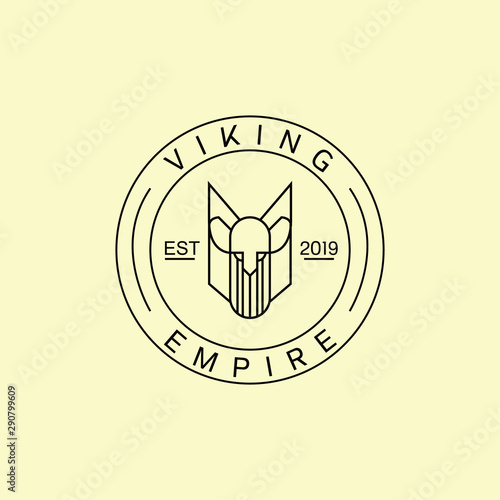 Viking Empire Logo Design.  Warrior Icon. Modern Line Face Symbol. Logo Inspiration For Business And Company.