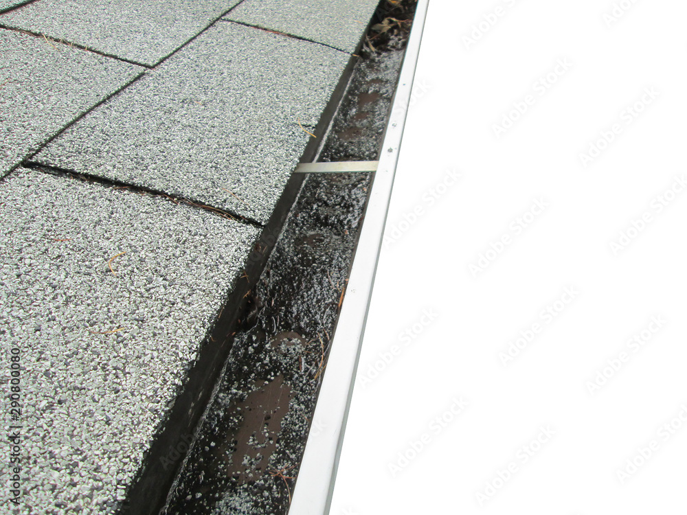 Fototapeta premium Gutter Clogged With Debris On A Roof