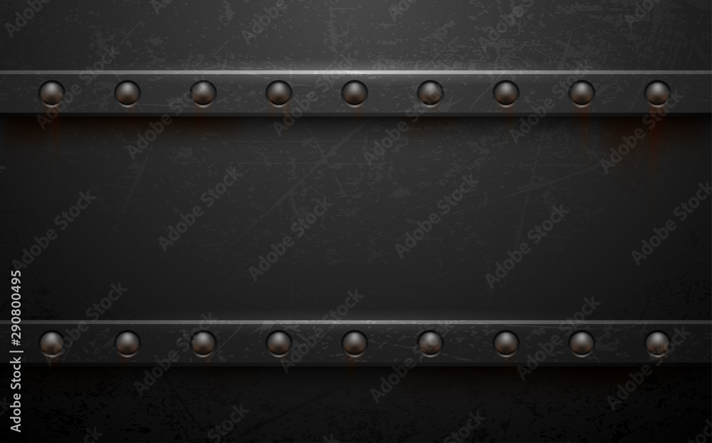 Dark metal background with rivets