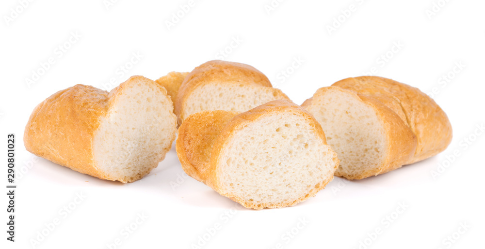 Slices of tasty bread isolated on white background