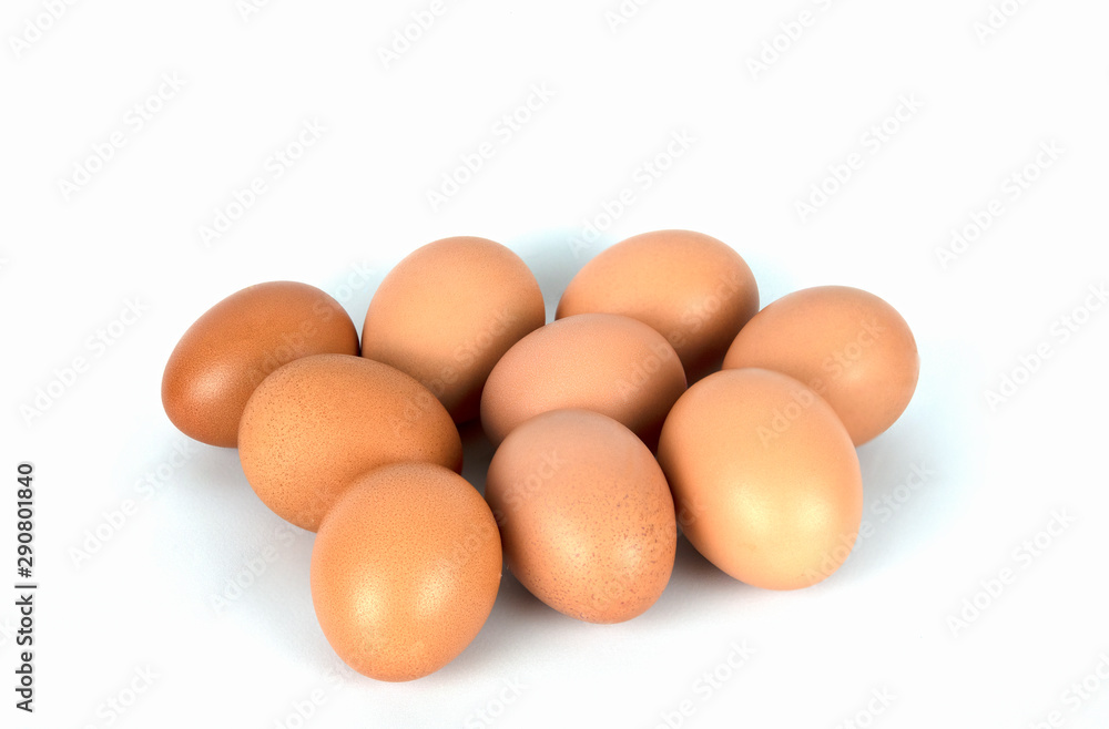 Fresh organic brown eggs isolated in white background Fresh organic brown eggs isolated in white background