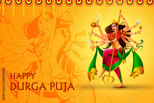 easy to edit vector illustration of Happy Durga Puja India festival holiday background