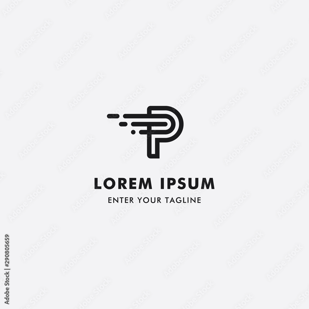 Logo Letter P Or PT Simple Design, Concept Letter P + T + Symbol Fast. Logo Letter P Or PT Simple Design, Concept Letter P + T + Symbol Fast.