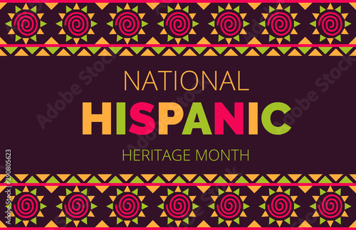 National Hispanic Heritage Month celebrated from 15 September to 15 October USA. Latino American ornament vector