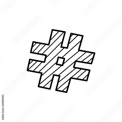 Hand drawn Hashtag isolated on a white. Sketch. Vector illustration.