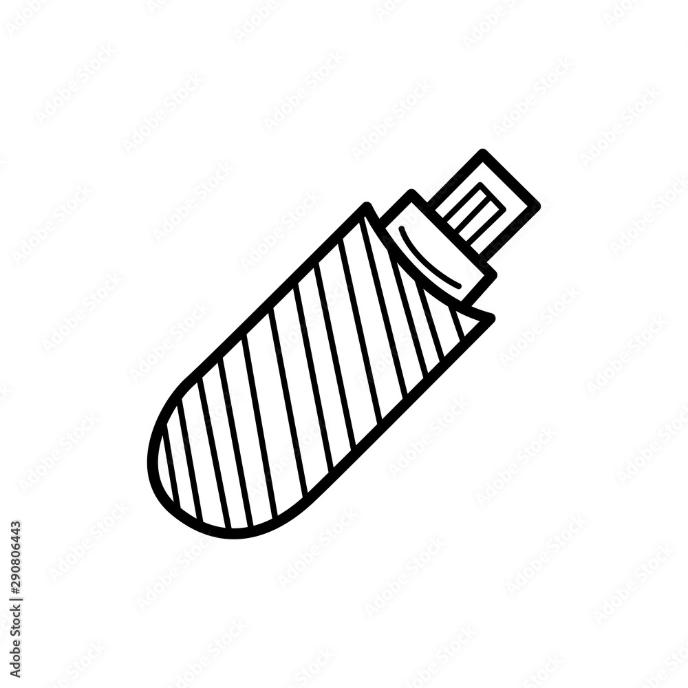 Hand drawn Flash Drive isolated on a white. Sketch. Vector illustration.