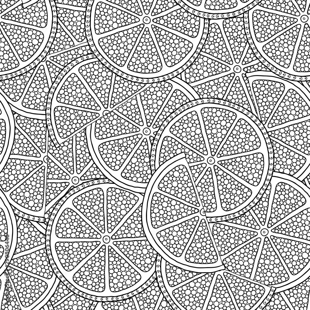 Seamless pattern with orange fruits on a white background.