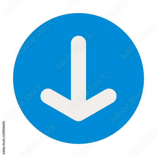 Down arrow icon- pointing towards down vector