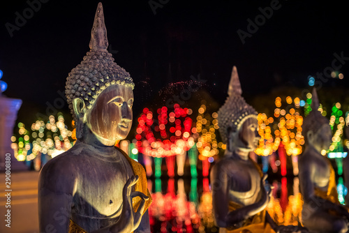 Bild auf Leinwand Gangaramaya Seema Malaka temple at Night in Colombo, Sri Lanka.