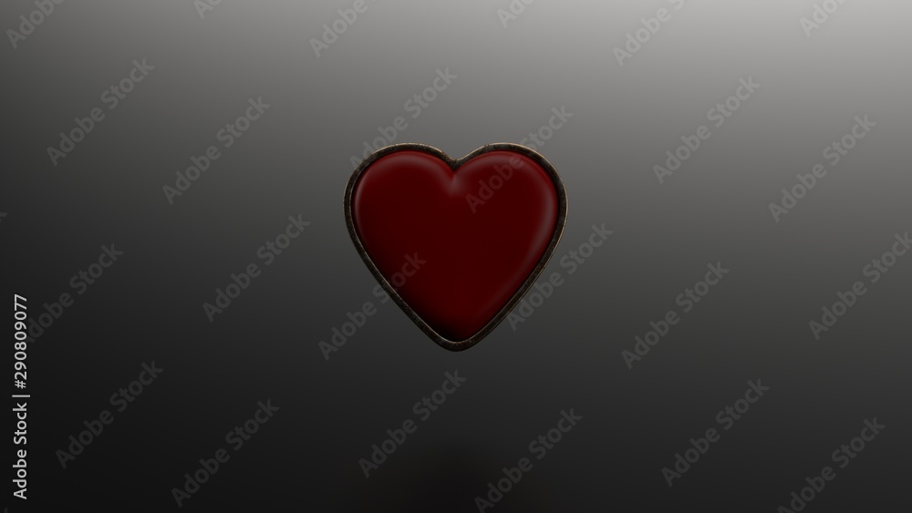Ace Playing Card Symbol - Red Hearts With Golden Metal Frame. Casino Concept - 3D Illustration Ace Playing Card Symbol - Red Hearts With Golden Metal Frame. Casino Concept - 3D Illustration