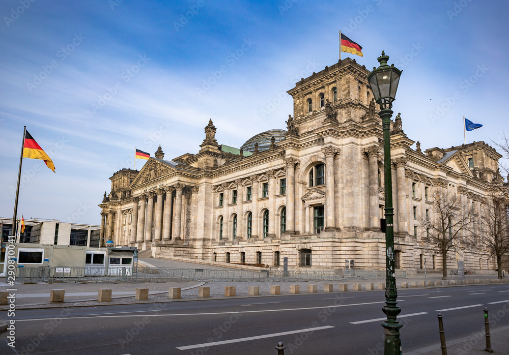 German parliament, Berliner Reichstag. Tourist attraction in Berlin.