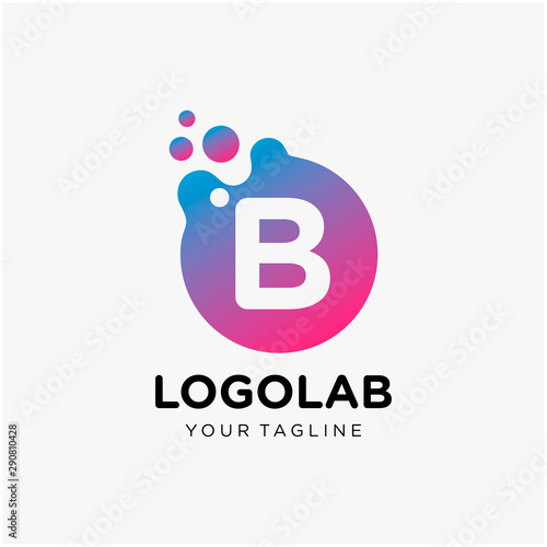 molecule initial Letter B Logo design. Lab Logo Design Element , Design Vector with Dots. - VECTOR