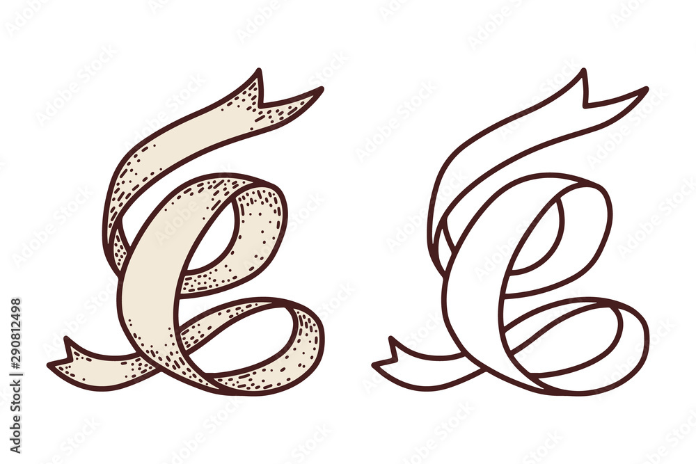 Obraz premium Ribbons vintage isolated on white background.