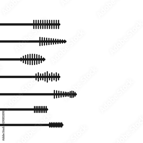 Black mascara applicator. Types of mascara. Vector illustration, flat design