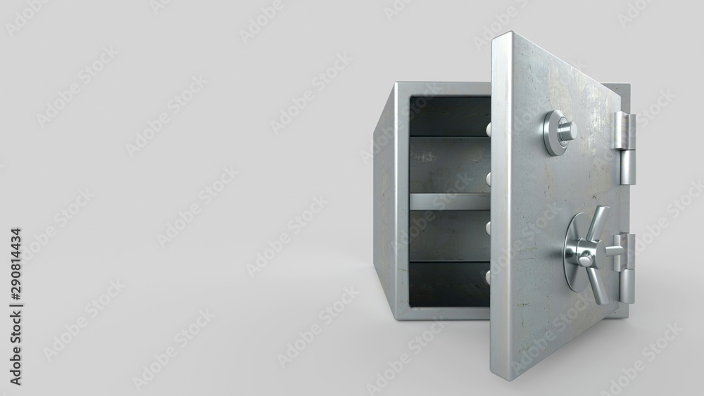Security Metal Safe With Empty Space Inside - 3D Illustration Security Metal Safe With Empty Space Inside - 3D Illustration