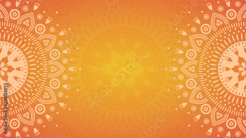 Summer Flower mandala on orange background. Festive folk floral illustration