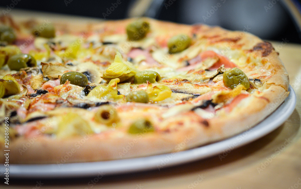 tasty italian pizza with fresh ingredients & vegetables tasty italian pizza with fresh ingredients & vegetables
