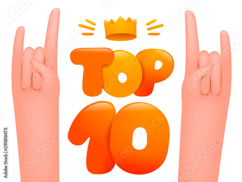 Top 10 concept cartoon card template with two human comic hands