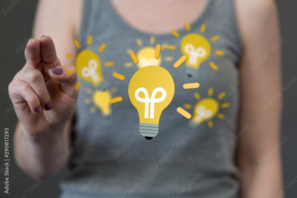 Bright idea in hand concept design art. Bright idea in hand concept design art.