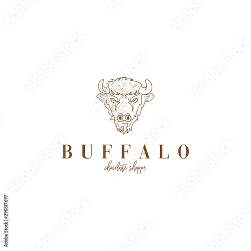 Vector of a buffalo head design on white background. Wild Animals. Easy editable layered vector illustration.